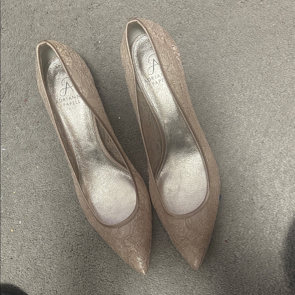 Adrianna Papell Brown Lace Heels